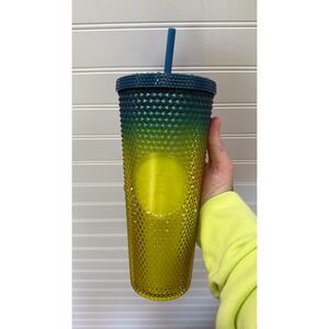 Starbucks Venti Studded Tumbler Blue Yellow Ombre Gradient 24oz Cold Cup Siren